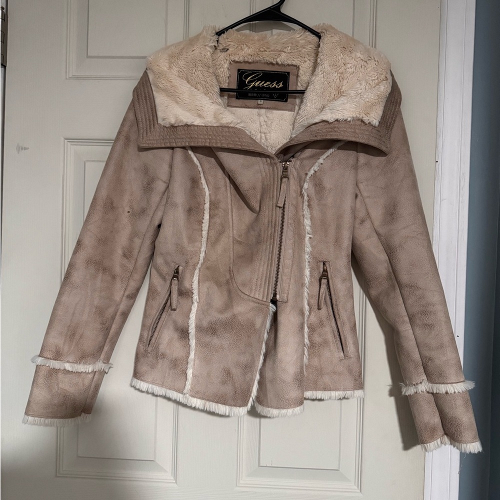 Guess Women's Cream Teddy Jacket